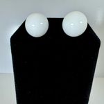 Monet Vintage Signed  White Lucite Orb Clip-on Earrings Photo 1
