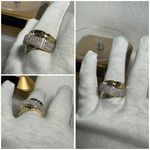 14KT Yellow Gold Honeycomb Half Eternity Pave Diamond Ring Size 7 Photo 6