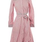 J.Crew NWT Tie Waist Button Down in Providence Red Stripe Shirt Dress 00 Photo 4