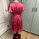 Tanya Taylor  Paris Hammered Silk Dress Size 10 Wrap Flutter Sleeve Pink Ruffle Photo 7