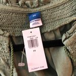 Old Navy  Womens Smocked Peasant Blouse XS Green Long Sleeve Linen Blend Photo 2