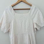 Madewell Puff-Sleeve Button-Wrap Midi Dress in Undyed Stripe Cotton Linen Size 6 Photo 10