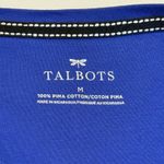 Talbots  Solid Bateau Neck Tee Blue 3/4 Sleeve Boat Neck Pima Cotton Top Sz M # Photo 3