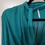 Free People  Teal Ruched Long Sleeve Blouse Size XS Photo 3