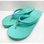 Calvin Klein  Aqua Blue Wedge Flip Flops Sandals Size 11 Photo 3