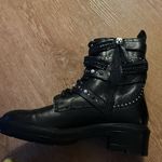 ZARA Triple Buckle Tie Up Zip Up Black Boots size eu 36 Photo 7