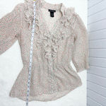Cotton Express  Cream Floral Ruffle lightweight Blouse size S Photo 7