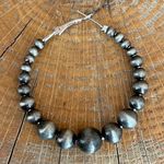 Navajo Style Pearl Graduated Hoop Earrings Silver Photo 1