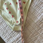 OQQ large light tan cherry, print, cute ribbed seamless, comfy bodysuit tank top Red Photo 6