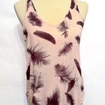 Rock & Republic Feather Print Blush Pink Draped Racerback Tank Top - Size Medium Photo 12
