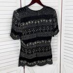 Laurence Kazar Lawrence Kazar Silk Beaded Evening Top Blouse Black Silver Medium Photo 8
