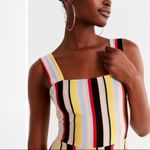 Urban Outfitters Striped Cropped Jumpsuit Square Neck Wide Leg Casual Boho Festival Women's Photo 3