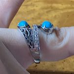 Sleeping Beauty Turquoise Sterling Silver Bypass Ring Size 7 Photo 2