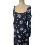 Anthropologie  Maeve Midi Dress Long Sleeve Hedy Ruffled Black Purple Floral Sz 4 Photo 5