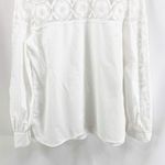 Sandro White Mock Turtle Neck Long Sleeve Lace Blouse Photo 4