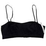 CAARA Crop Top Womens Small Black Linen Rayon Bralette Bustier Smocked Back‎ Photo 2