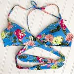 Tori Praver Swimwear Tori Praver Womens Floral Wrap‎ Around Halter Bikini Top in Blue Size Large Photo 1
