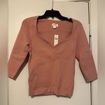 Anthropologie NWT Maeve By  Sweetheart Neckline Ribbed Sweater pink Size M Photo 0