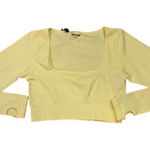Bo+Tee  Women's Long Sleeve Cropped Top Yellow Size M Casual Spring Photo 0