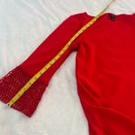 Ann Taylor Elbow Sleeve Crew Neck Pullover Solid Red Tunic Blouse Top XS Stretch Photo 4