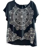 Style & Co Black Medallion Modern Boho Blouse Size XL Photo 2