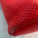 Isaac Mizrahi  red leather tote handbag purse Photo 4