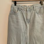 ZARA TRF Mid Waist Long Denim Maxi Midi Skirt Size Small Light Wash Front Slit Photo 1