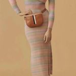 Daily Practice by Anthropologie Ribbed long sleeve stripe Sweater midi Dress S Pink Photo 0