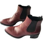 Prada Brushed Calf Burgundy Leather Chelsea Wing Ankle Bootie Size 37/ US 7 Photo 0