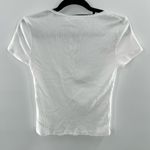 Wild Skye White Ribbed Ruched Coquette Dainty Short Sleeve Shirt Size Medium Photo 2