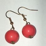 Elegant Coral Color Boho Ball Drop Earrings Pink Photo 1
