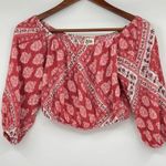 Show Me Your Mumu  Lima scrunch crop top pink / red off the shoulder size small Photo 2