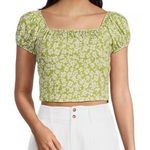 Billabong Flirt On Puff Sleeve Ditsy Floral Print Square Neck Crop Top Sz S NWT Photo 0