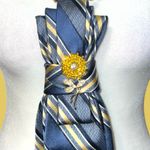 “Dainty Dapper”Elegant Blue and Gold Striped Tie necklace with cameo brooch Photo 1