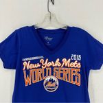 New York Mets World Series 2015 Baseball V Neck Short Sleeve T Shirt Womans M Bl Blue Size M Photo 1