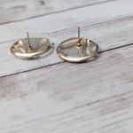 Vintage Stud Earrings For Pierced Ears Retro Gold Tone with Cream/Green Tones Photo 4