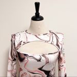 SheIn Marble Swirl Keyhole Long Sleeve Bodysuit Large Pink Ivory Mauve Brown Photo 1