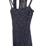 Rimini by Shaw women's y2k vintage navy sequined lace formal prom dress size 4 Blue Photo 3