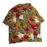 Vtg 1990s SK & Company Green Red Tropical Floral Button Up Silk Aloha Shirt 18W Photo 1