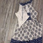 Rewind  Womens Blue Medallion Boho Dress Backless High Neck Fit and Flare Medium Photo 2