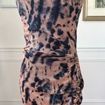 Pretty Little Thing  Mesh Bodycon Ruched Mini Dress Dark Blue Beige Peach 4 Photo 3