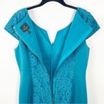 Adrianna Papell Cap Sleeves Front Back Lace Panel Exposed Back Zipper Dress 14 Photo 7