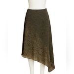 Max Studio 100% Silk Asymmetrical Midi Skirt Small Black Brown White in EUC Photo 1