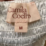 Camila Coelho  Revolve White Poesia Smocked Cropped Long Sleeve Blouse NWT Medium Photo 5