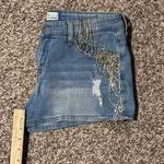 Austin Landing Light Wash Rhinestone Fringe Jean Shorts low rise size 11/30 Photo 8