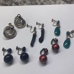 Lot Of 5 Costume Earrings Vintage Clip On Screw On Dangle Drop Some Beaded Photo 0