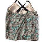 Beach Diva Womens Paisley Print Tankini Top Black Aqua Adjustable Straps Sz 22W Photo 3