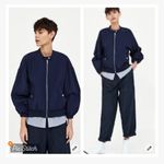 ZARA Basic Navy Shirtail Windbreaker Jacket Photo 1