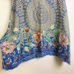 Johnny Was  Silk Tunic Top Womens Small Blue Koi Fish Floral Button Up Art Photo 5