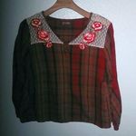 Shyanne  S Cowgirl Long Sleeved Red Plaid Embroidered Top Photo 0